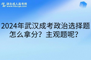 2024年武汉成考政治选择题怎么拿分？主观题呢？