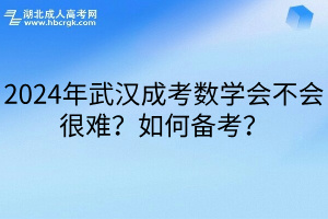 2024年武汉成考数学会不会很难？如何备考？