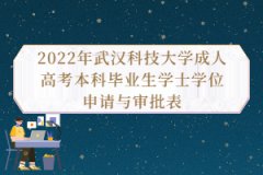 2022年武汉科技大学成人高考本科毕业生学士学位申请与审批表