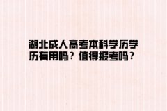 湖北成人高考本科学历学历有用吗？值得报考吗？