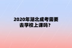 2020年湖北成考需要去学校上课吗？