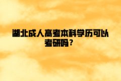 湖北成人高考本科学历可以考研吗？