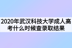 2020年武汉科技大学成人高考什么时候查录取结果