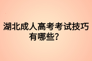 湖北成人高考考试技巧有哪些？