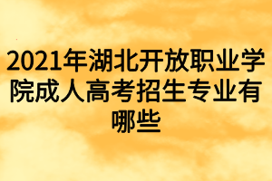 2021年湖北开放职业学院成人高考招生专业有哪些