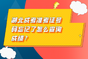 湖北成考准考证号码忘记了怎么查询成绩？