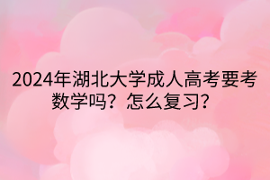 2024年湖北大学成人高考要考数学吗？怎么复习？