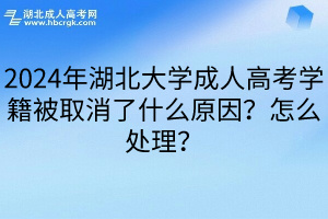 2024年湖北大学成人高考学籍被取消了什么原因？怎么处理？