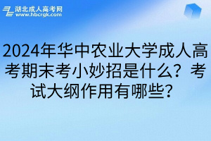 2024年华中农业大学成人高考期末考小妙招是什么？考试大纲作用有哪些？