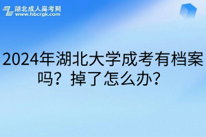 2024年湖北大学成考有档案吗？掉了怎么办？