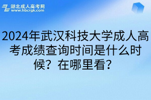 2024年武汉科技大学成人高考成绩查询时间是什么时候？在哪里看？