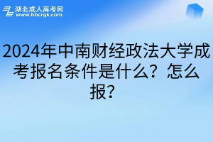 2024年中南财经政法大学成考报名条件是什么？怎么报？