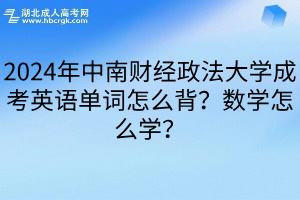 2024年中南财经政法大学成考英语单词怎么背？数学怎么学？