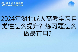 2024年湖北成人高考学习自觉性怎么提升？练习题怎么做最有用？