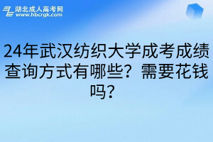 24年武汉纺织大学成考成绩查询方式有哪些？需要花钱吗？