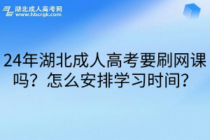 24年湖北成人高考要刷网课吗？怎么安排学习时间？