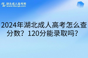 2024年湖北成人高考怎么查分数？120分能录取吗？