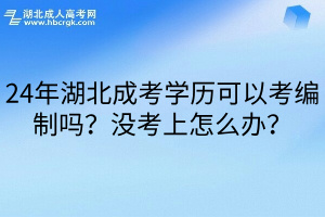 24年湖北成考学历可以考编制吗？没考上怎么办？