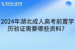 2024年湖北成人高考前置学历验证需要哪些资料？