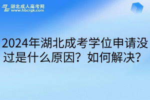 2024年湖北成考学位申请没过是什么原因？如何解决？