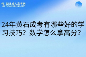 24年黄石成考有哪些好的学习技巧？数学怎么拿高分？