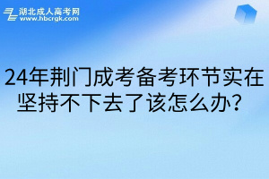 24年荆门成考备考环节实在坚持不下去了该怎么办？