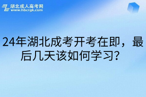 24年湖北成考开考在即，最后几天该如何学习？