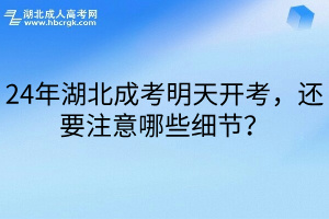 24年湖北成考明天开考，还要注意哪些细节？