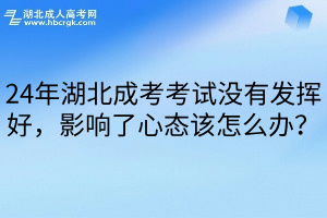 24年湖北成考考试没有发挥好，影响了心态该怎么办？