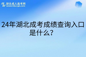 24年湖北成考成绩查询入口是什么？