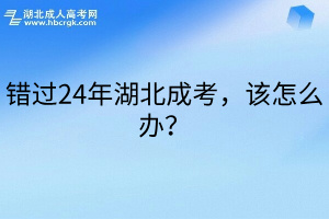 错过24年湖北成考，该怎么办？