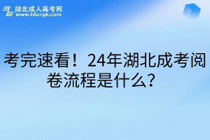 考完速看！24年湖北成考阅卷流程是什么？