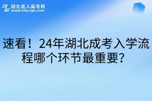 速看！24年湖北成考入学流程哪个环节最重要？