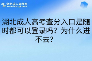 湖北成人高考查分入口是随时都可以登录吗？为什么进不去？