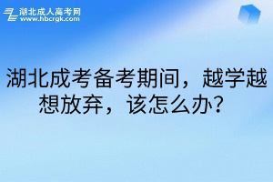 湖北成考备考期间，越学越想放弃，该怎么办？