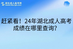 赶紧看！24年湖北成人高考成绩在哪里查询？