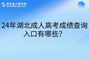 24年湖北成人高考成绩查询入口有哪些？