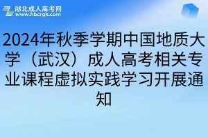 2024年秋季学期中国地质大学（武汉）成人高考相关专业课程虚拟实践学习开展