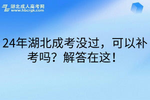 24年湖北成考没过，可以补考吗？解答在这！