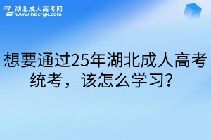 想要通过25年湖北成人高考统考，该怎么学习？