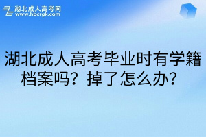 湖北成人高考毕业时有学籍档案吗？掉了怎么办？