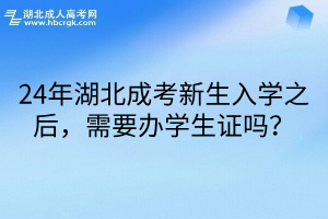 24年湖北成考新生入学之后，需要办学生证吗？