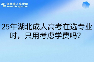 25年湖北成人高考在选专业时，只用考虑学费吗？