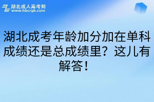 湖北成考年龄加分加在单科成绩还是总成绩里？这儿有解答！