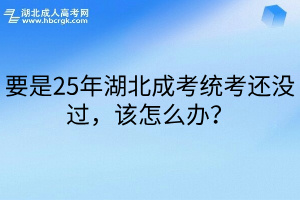 要是25年湖北成考统考还没过，该怎么办？