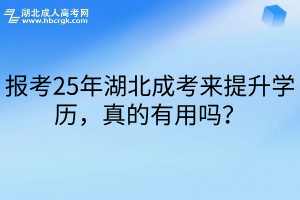 报考25年湖北成考来提升学历，真的有用吗？