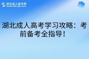 湖北成人高考学习攻略：考前备考全指导！