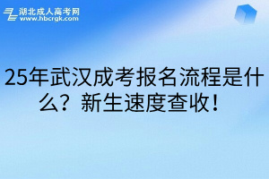 25年武汉成考报名流程是什么？新生速度查收！