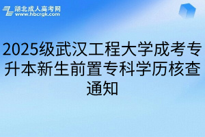 2025级武汉工程大学成考专升本新生前置专科学历核查通知