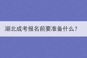 湖北成考报名前要准备什么？